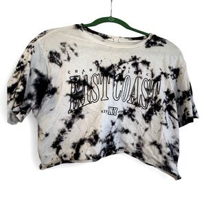 Garage black and white tie dye cropped “East Coast” shirt. Small